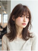 くびれミディアム/ハッシュカット/ダークアッシュ/ブラウン