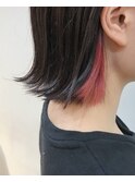 【GOOD DAY HAIR】《インナーカラー:パステルレッド:BOB》下北沢