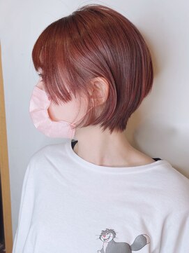 モリオフロムロンドン 原宿本店(morio from London) 【morio 原宿】ピンクブラウン ショートボブ 姫カット 耳かけ