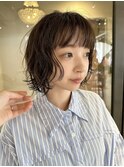 大人可愛いショートパーマボブパーマ前髪パーマショートボブ