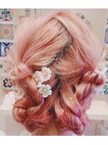 ランプヘアー(LAMP HAIR) ピンク可愛い編み込みヘアセットハイトーン成人式和装
