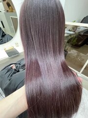 ツヤ髪/髪質改善/縮毛矯正/大人女性/透明感/カシスピンク/ピンク