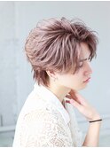 ピンクグレージュウルフ【ブリーチ/メンズ/メンズカット】