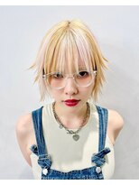 レコ 渋谷(LECO)&nbsp;ホワイト×ハニーブラウン×シャギーボブ
