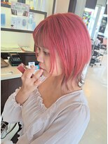 マリーインターナショナル 浦添店(MARIE INTERNATIONAL)&nbsp;ピンクオレンジベージュブリーチハイトーンコントラストカラー