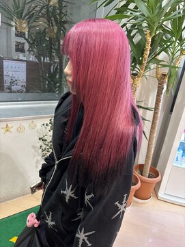 アウラ(AURA) ハイトーンダブルカラーケアブリーチ裾カラーピンク赤