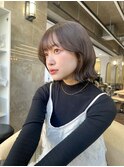ホワイトグレージュミニウルフデジタルパーマチェリーブラウン