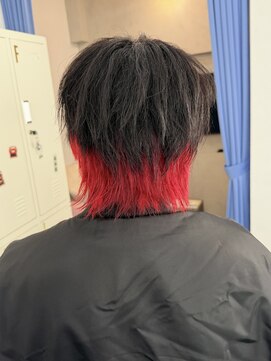 クレア バイ グレープバイン 金沢文庫(CLAIRE by GRAPEVINES) ウルフカット/レッド/ブリーチ/インナー/メンズ/ボーイッシュ