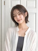 レイヤーボブ/くびれミディアム/オリーブグレージュ/透明感/新宿