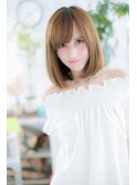 ツヤ髪イヤリングカラーフェザーバング小顔ストレートb1