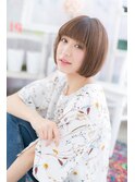 小顔仕上げ☆ビターショコラ前下がりオン眉ボブa1