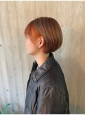 丸みショートボブ×インナーオレンジカラー