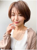 30代40代50代/ハンサムショートパーマ/小顔/テラコッタ/前髪