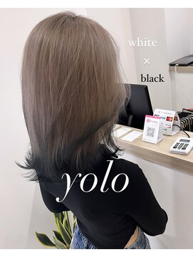 ヨーロ(yolo) エンドカラー　ホワイトミルクティー×ブラック