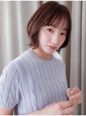 チョコレートブラウン小顔外ハネボブウルフカットZ越谷20代30代