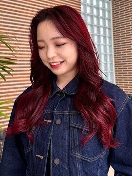 デイジー(Daisy) ブリーチなしダブルカラー/ツヤ感レッド/レッド/天神/大名