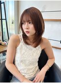 鎖骨ミディアムレイヤーカット/ヘーゼルベージュ