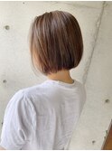 ぱっつんボブ×ハイライト［藤沢/ヘッドスパ/髪質改善］
