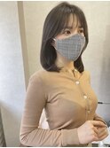 顔周りレイヤーカットロングボブ
