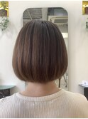 ペールベージュ 透明感カラー 伸ばしかけ