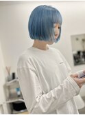 ボブ ハイトーン ペールブルー