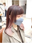 顔周り姫カット×ベビーピンクインナーカラー