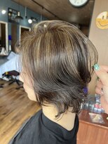 ロイズ ヘアデザイン アンド スパ(LOES) 白髪ぼかしハイライト×ミルクティーベージュ