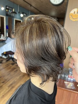 ロイズ ヘアデザイン アンド スパ(LOES) 白髪ぼかしハイライト×ミルクティーベージュ