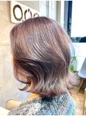 美髪のススメ髪質改善切りっぱなしボブピンクブラウン