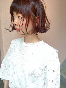 オグジュアリー 表参道(aux.) ふんわりボブ×バーガンディカラー