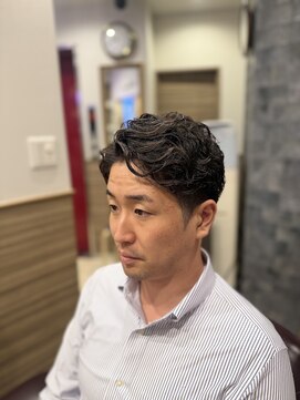 銀座マツナガ 神田店 20代30代七三アップバングゆるふわロットパーマ