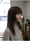 ブリーチ無しダブルカラーで深めの赤ピンク