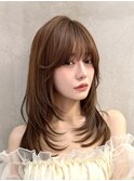 ミニウルフレイヤーカット顔周り前髪韓国ミディアムロング大宮
