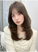小顔見えワンカール＊ハッシュカットレイヤーショコラグレージュ