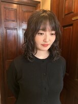 フランジェッタヘアー(Frangetta hair)&nbsp;ミディアムパーマ♪担当内城