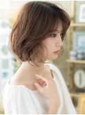 ★イヤリングカラーブリーチなし抜け感ゆるふわボブ30代40代★2