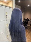 ブリーチダブルカラーネイビーブルーロングヘア赤羽