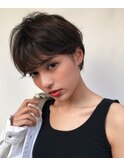 【エッジショートデザインカラー丸みショート無造作カール】