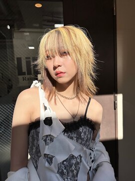 リル ラウム 原宿(LiL Raum) デザインカラーエンドカラー抜きっぱなしブロンド/原宿ブリーチ