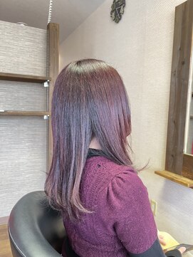 ヘアーズ はれるや(hair's) 透明感大人可愛いレッドブラウン艶カラーストレートロングヘア