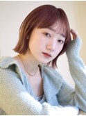 モーヴピンク シースルーワイドバング くびれ ミディアムヘア