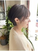 大人可愛いショート/透け感バング/オリーブブラウン/好感度ヘア