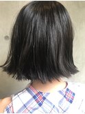 bibito 切りっぱなしパーマボブ ダークアッシュ