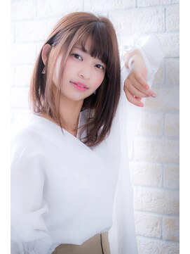 エルデ ナインズ ヘアー スタンド 川口店(elde 9's HAIR STAND) ヴェールウェーブ外ハネ似合わせひし形シルエットグレージュ