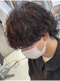 波巻きパーマメンズマッシュウルフツイストスパイラルパーマ