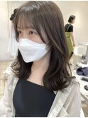オリーブグレージュ/透明感カラー/顔まわりカット/前髪