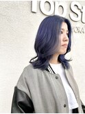 ミディアム×ブルーラベンダー×美髪