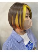インナーカラー×イエローオレンジ