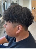 波巻きパーマメンズパーマメンズヘアツーブロックツイストパーマ