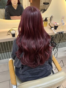 テトラ バイ ネオリーブ 横浜西口店(tetra by neolive) ハイトーン ワインレッド ケアブリーチ一回 ロング横浜★